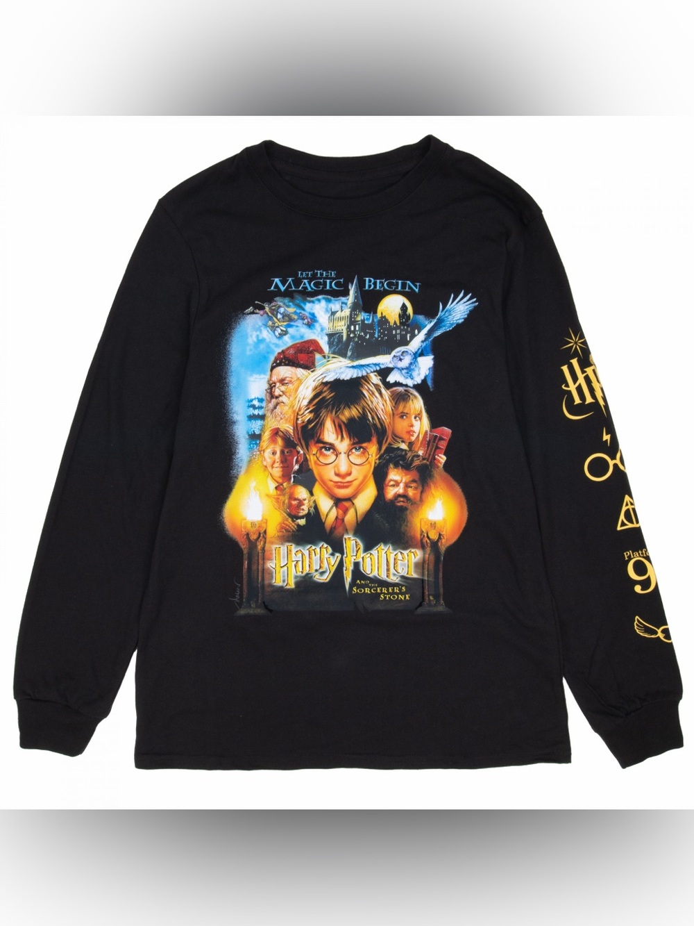 Harry Potter and the Sorcerer's Stone Long-Sleeved Shirt with Sleeve Print Black